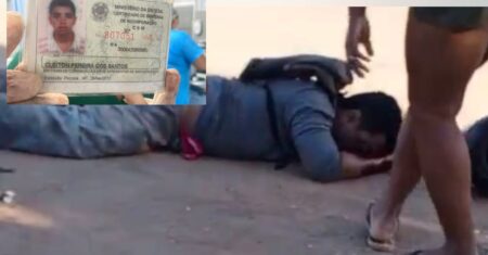 Câmera de segurança registra momento em que motociclista é atropelado e morto por caminhão em Poconé