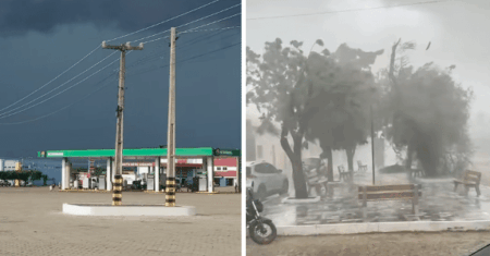 Microburst: fenômeno derruba árvores e destrói telhado de casa no PI