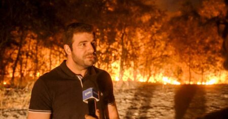 Prefeitura e Corpo de Bombeiros atuam na combate ao fogo no Parque dom Osório Stoffel; imagens do incêndio impressionam