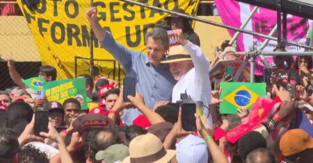 Haddad lança campanha ao governo de SP em comício de Lula em São Bernardo do Campo