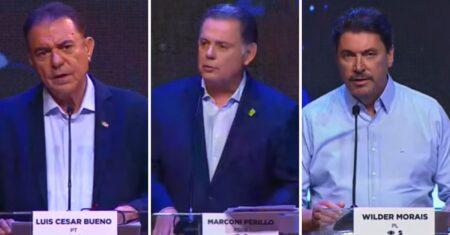 Candidatos ao governo de Goiás apresentam propostas e fazem críticas à ausência de Daniel Vilela em debate
