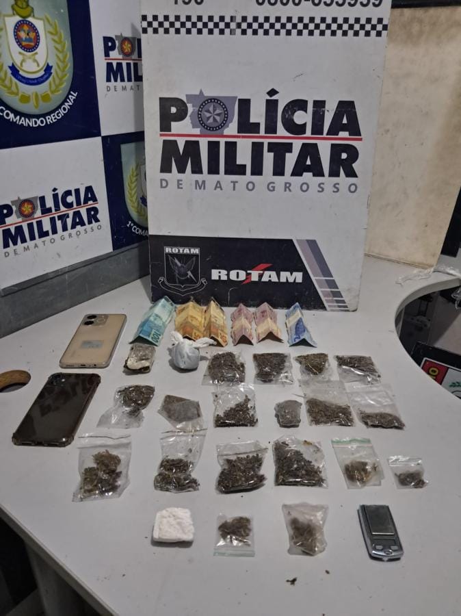 Ação da Rotam resulta em prisão por tráfico de drogas no bairro Bela Vista em Cuiabá