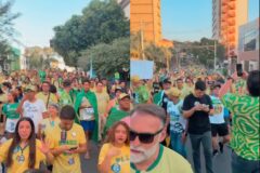 Apoiadores de Flávio Bolsonaro realizam caminhada política em Cuiabá