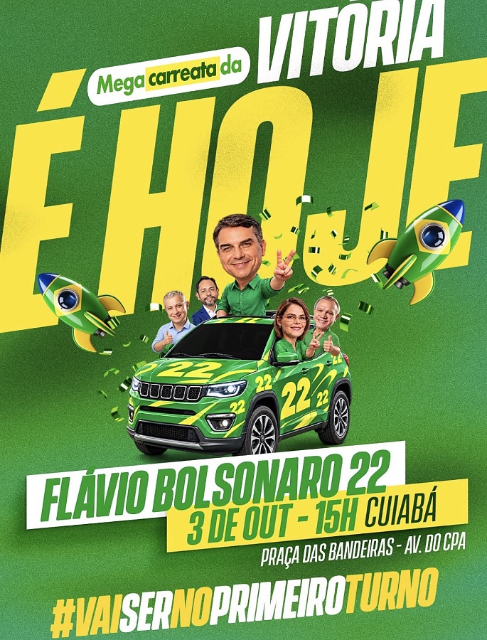 Cuiabá recebe carreata de apoio a Flávio Bolsonaro neste sábado