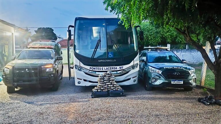 Gefron intercepta carga de maconha em micro-ônibus da prefeitura na Br-070