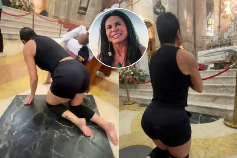 Gretchen cumpre promessa e entra de joelhos em igreja após melhora de saúde