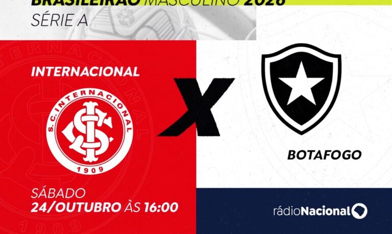 Internacional e Botafogo tem transmissão ao vivo da Rádio Nacional neste sábado em Porto Alegre