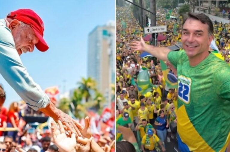 Lula e Flávio Bolsonaro encerram campanha de rua com atos no Sudeste