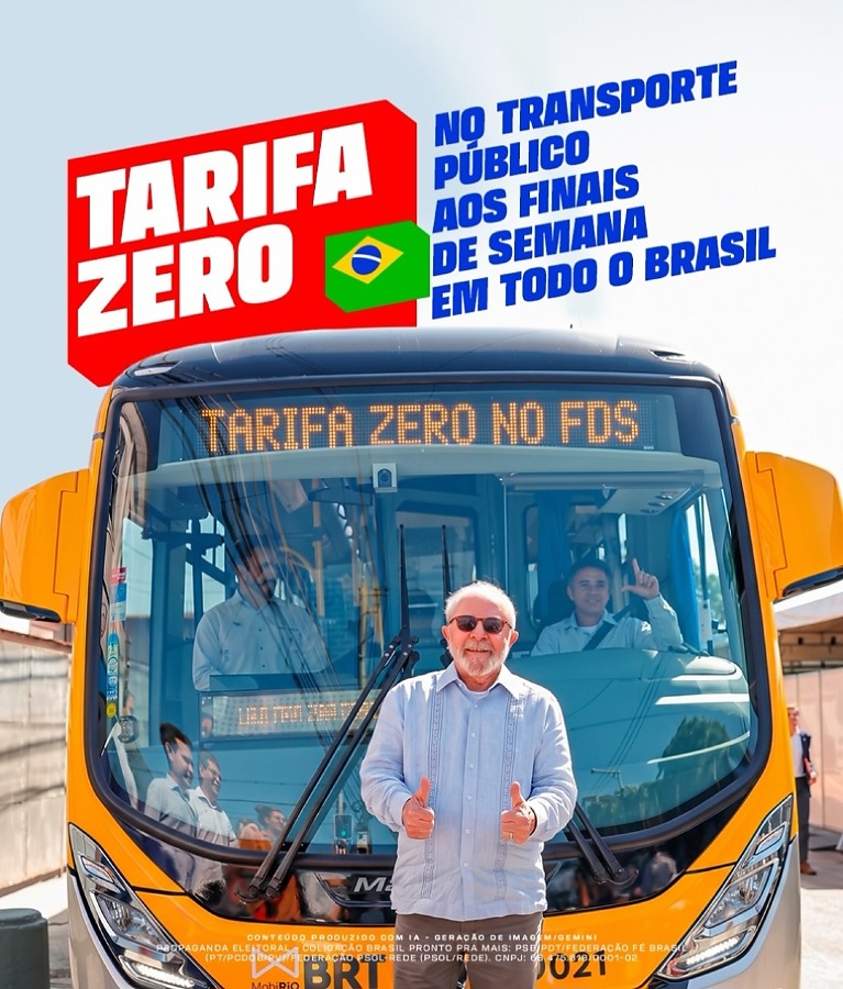 Lula propõe tarifa zero no transporte público aos fins de semana em todo o Brasil