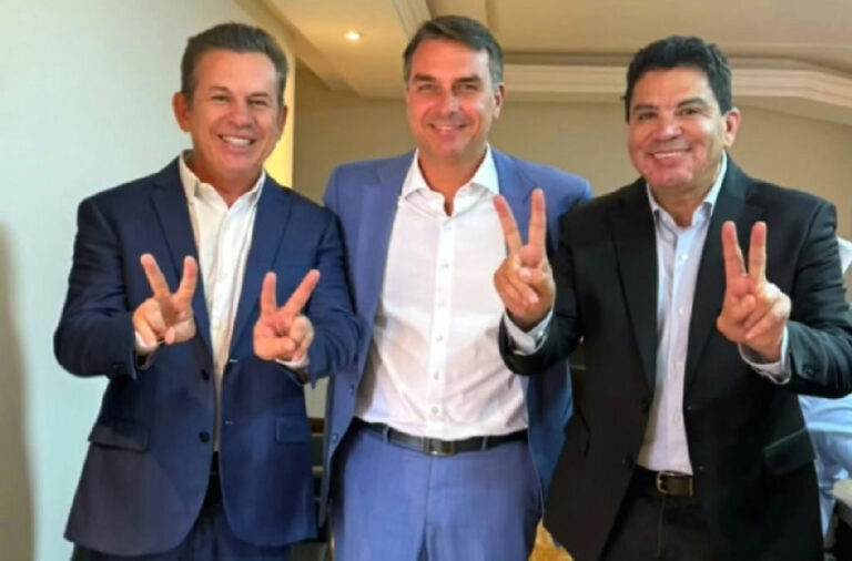 Mauro Mendes e Cidinho Santos articulam apoio a Flávio Bolsonaro no segundo turno