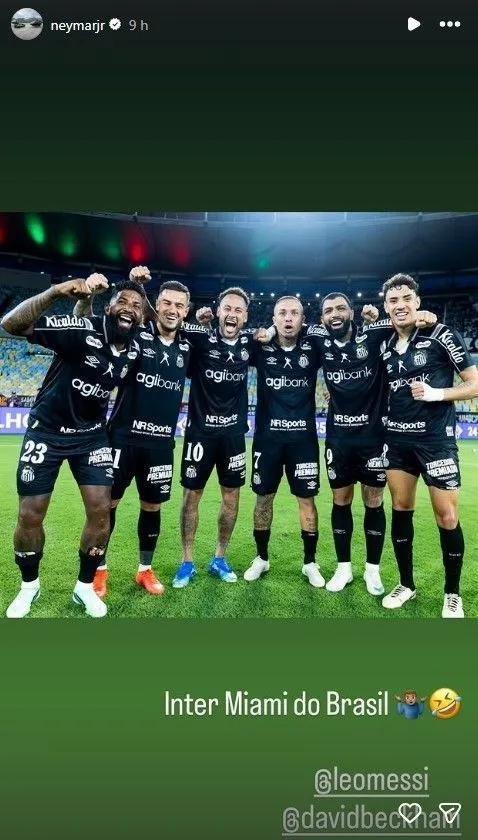 Neymar brinca nas redes sociais e chama o santos de inter miami do brasil