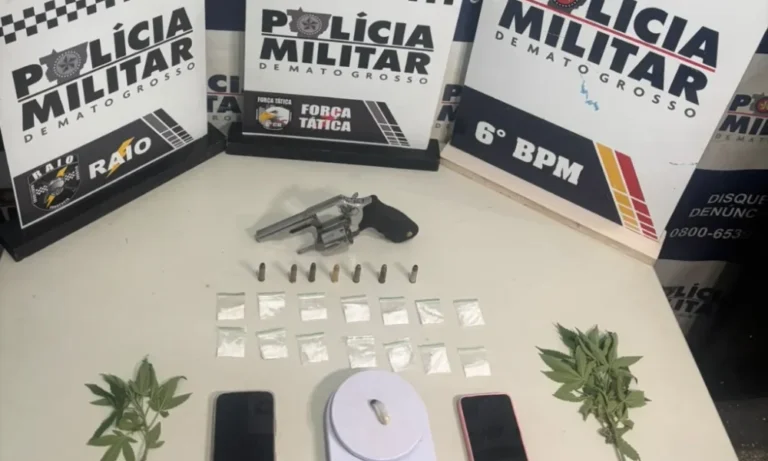 Polícia Militar prende dupla e apreende arma com numeração raspada em Cáceres