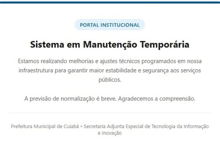 Prefeitura de Cuiabá desativa portal na internet após detectar falha técnica